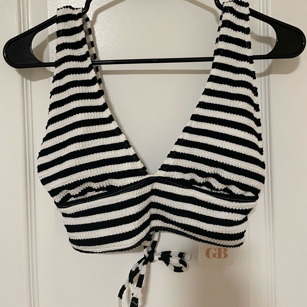 GB Gianni Bini Striped Black And White Bikini Too